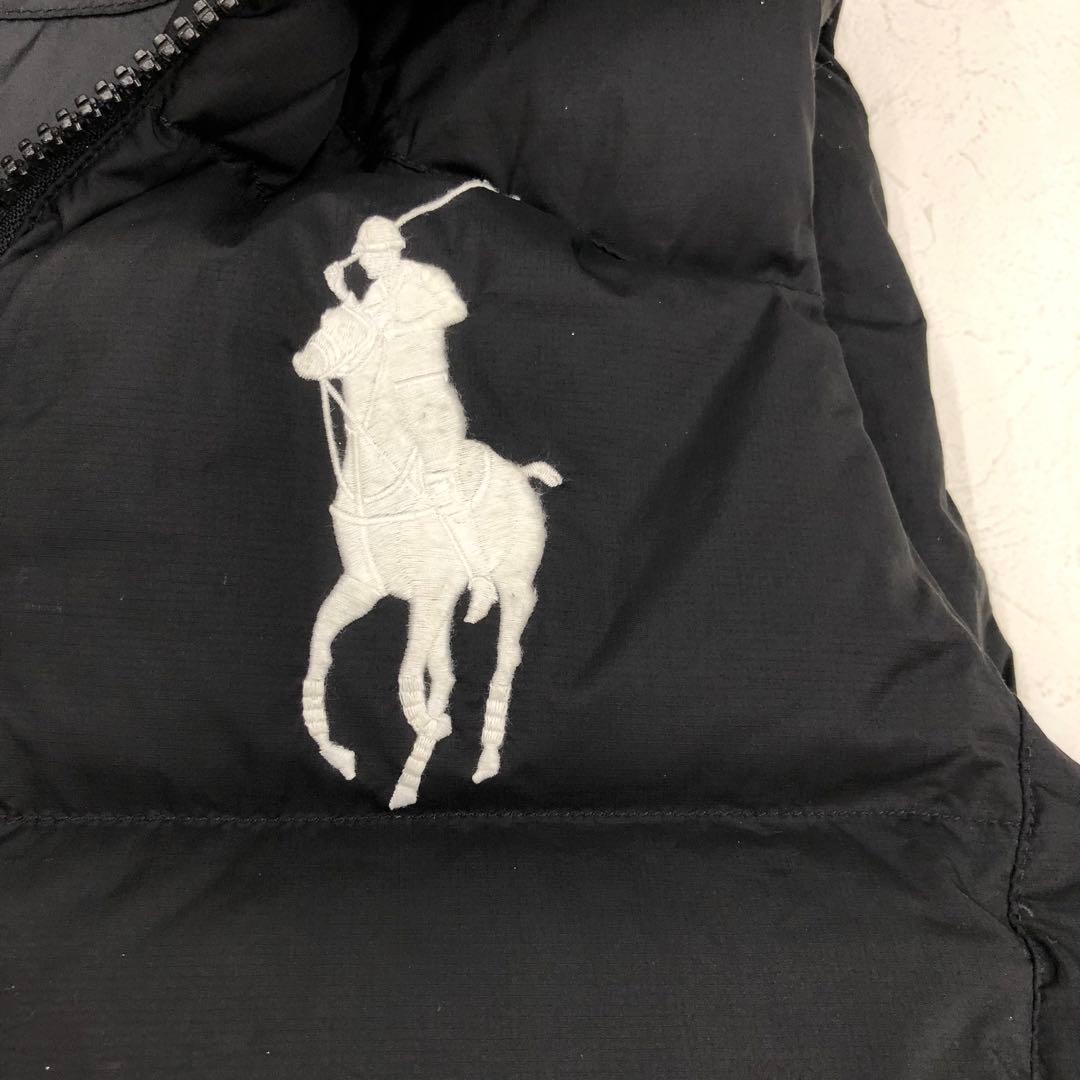 1555 ラルフローレン　ビッグポニー　肉厚ダウンベスト　フード　2way 黒