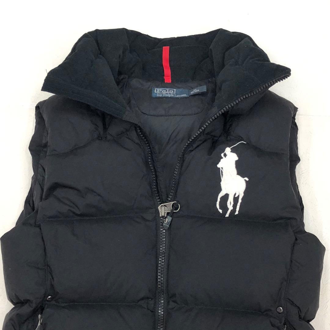 1555 ラルフローレン　ビッグポニー　肉厚ダウンベスト　フード　2way 黒