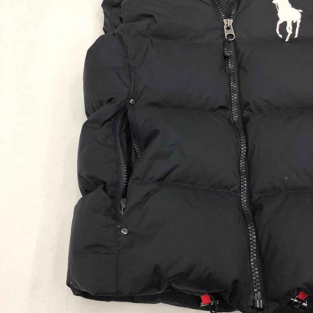 1555 ラルフローレン　ビッグポニー　肉厚ダウンベスト　フード　2way 黒