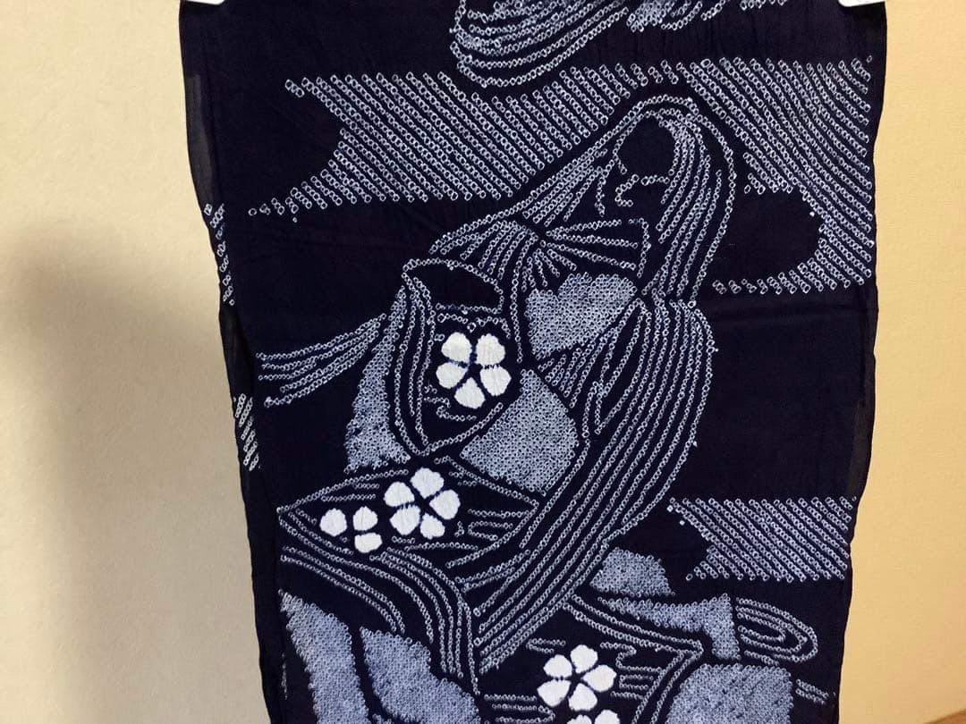浴衣　有松絞り　浴衣反物　平安絵巻　木綿　藍染め
