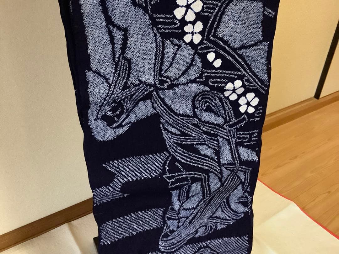 浴衣　有松絞り　浴衣反物　平安絵巻　木綿　藍染め
