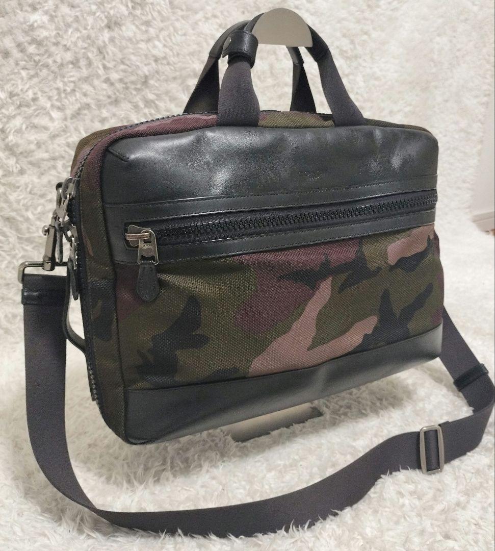 COACH ビジネスバッグ 3way 迷彩 キャンバス レザー 美品
