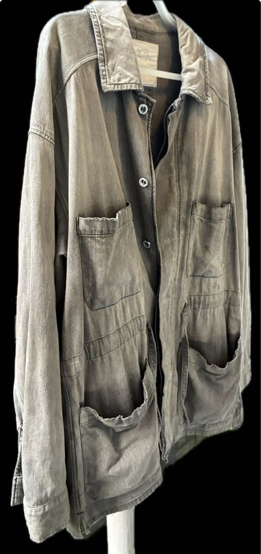 ジャケット・アウター ANCELLM AGING DENIM SHIRT JACKET BLACK 1