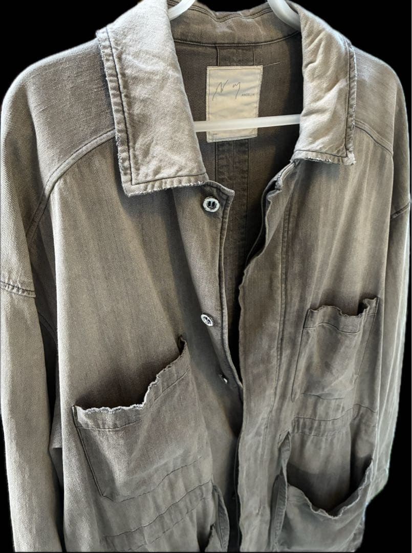 ジャケット・アウター ANCELLM AGING DENIM SHIRT JACKET BLACK 1