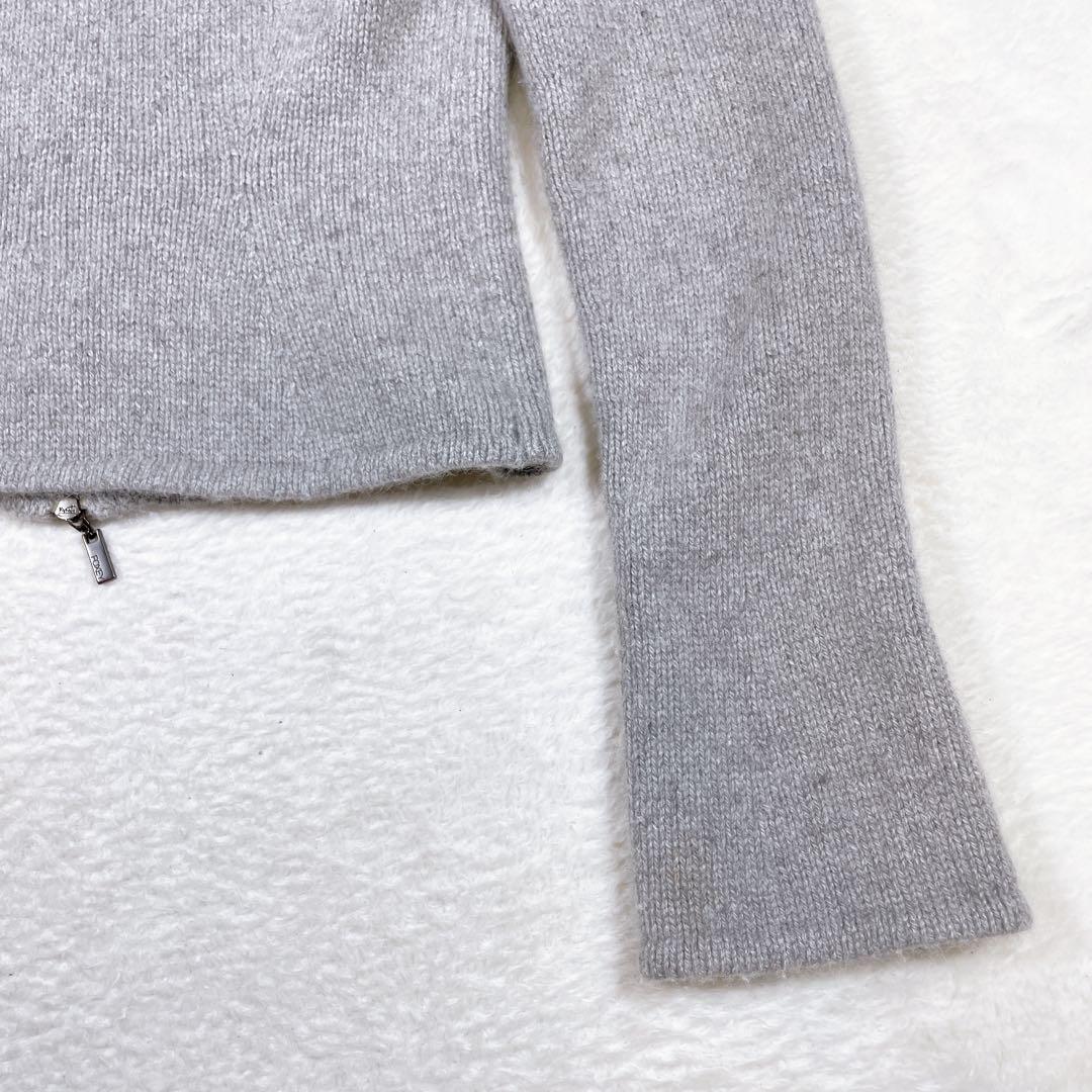 フォクシーブティック　ダブルジップ　カーディガン　カシミヤ　グレー