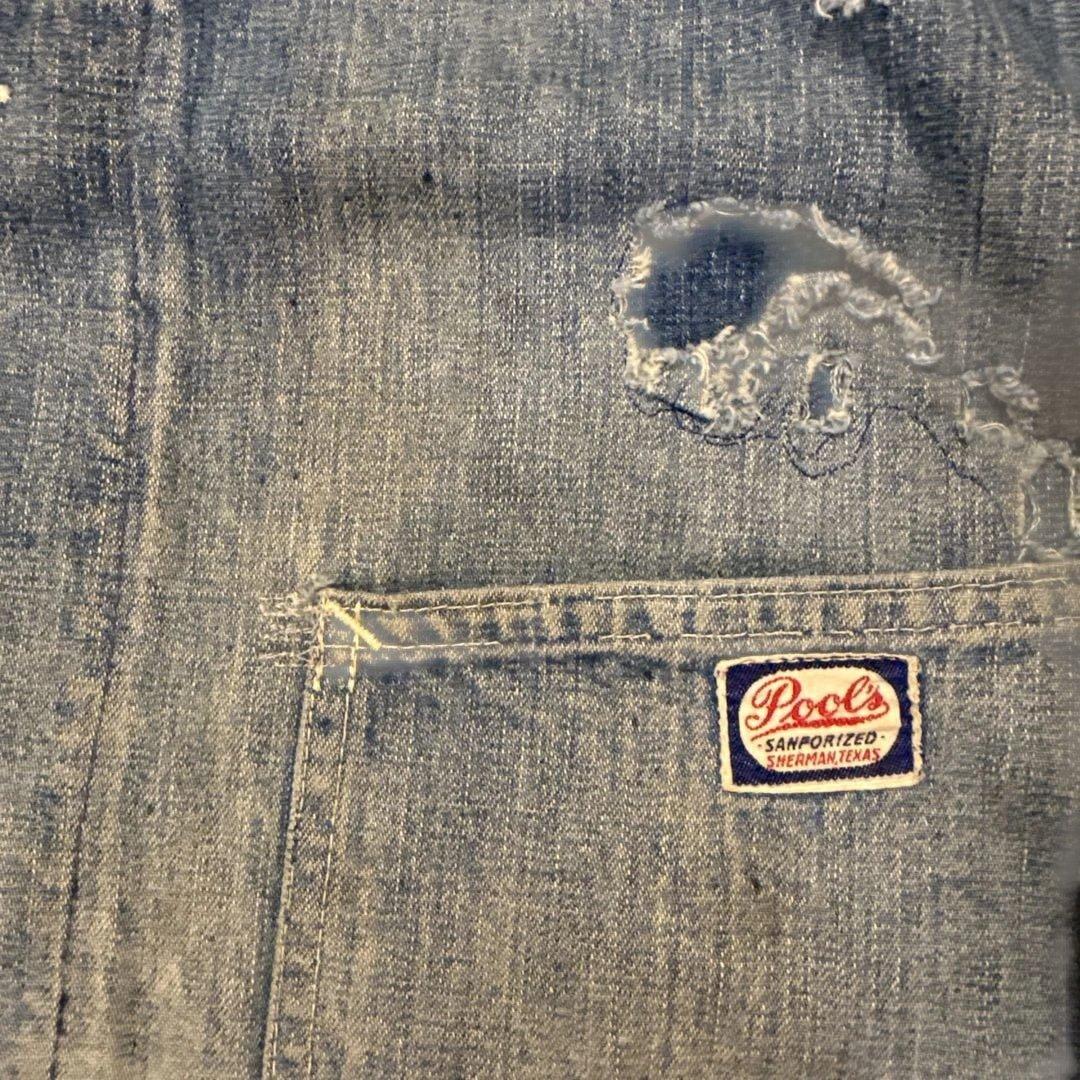 40s 50s Pool's ショート丈デニムカバーオール サイズ大きめ　希少