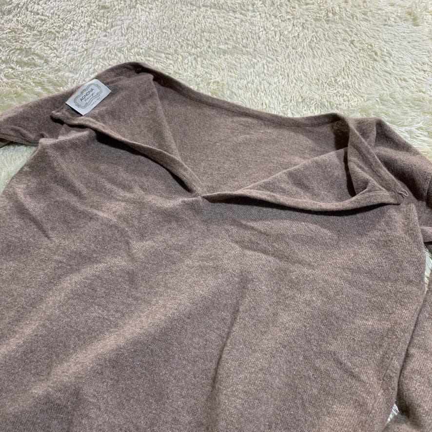 美品 アニオナ ウールニット ワンピース ブラウン カシミヤ シルク S 長袖