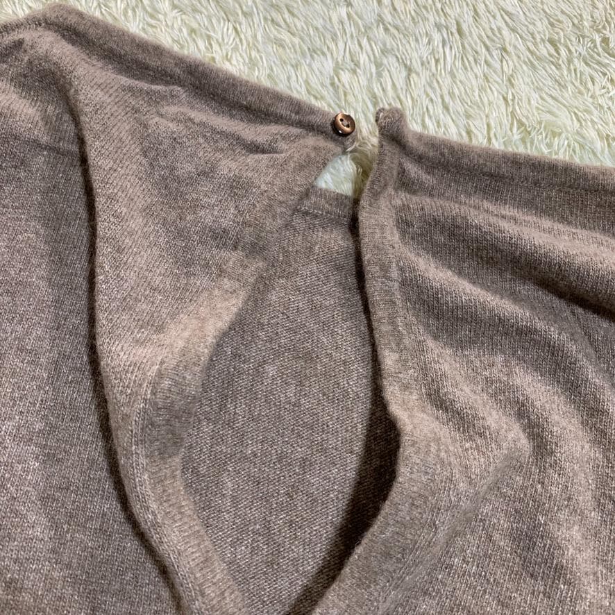 美品 アニオナ ウールニット ワンピース ブラウン カシミヤ シルク S 長袖