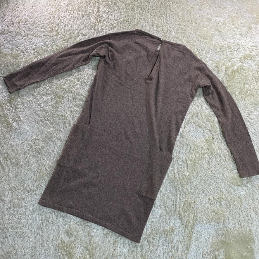 美品 アニオナ ウールニット ワンピース ブラウン カシミヤ シルク S 長袖