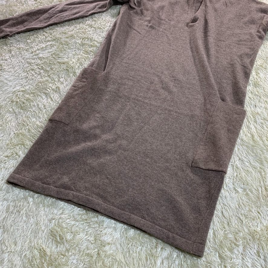 美品 アニオナ ウールニット ワンピース ブラウン カシミヤ シルク S 長袖