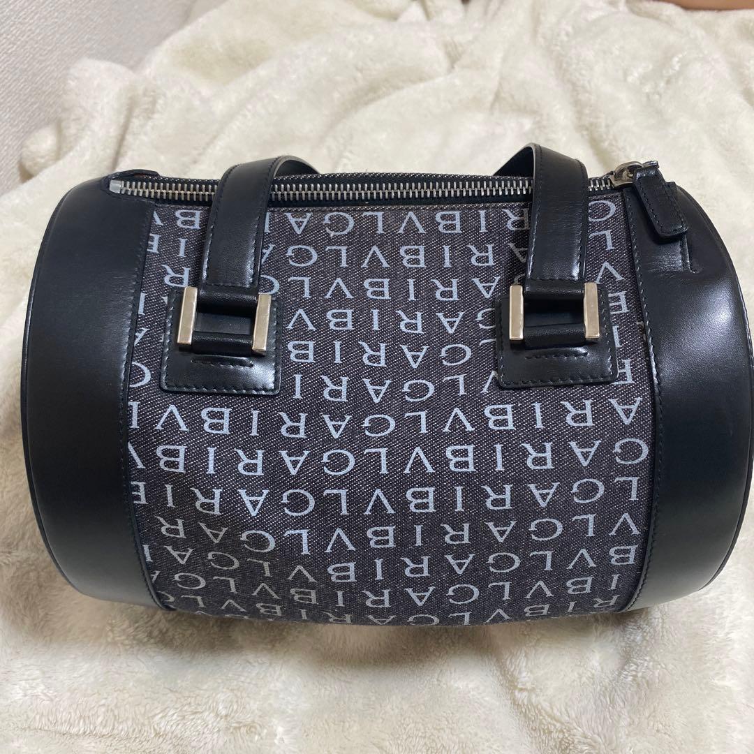 BVLGARI ドラムバッグ ブラック ロゴプリント