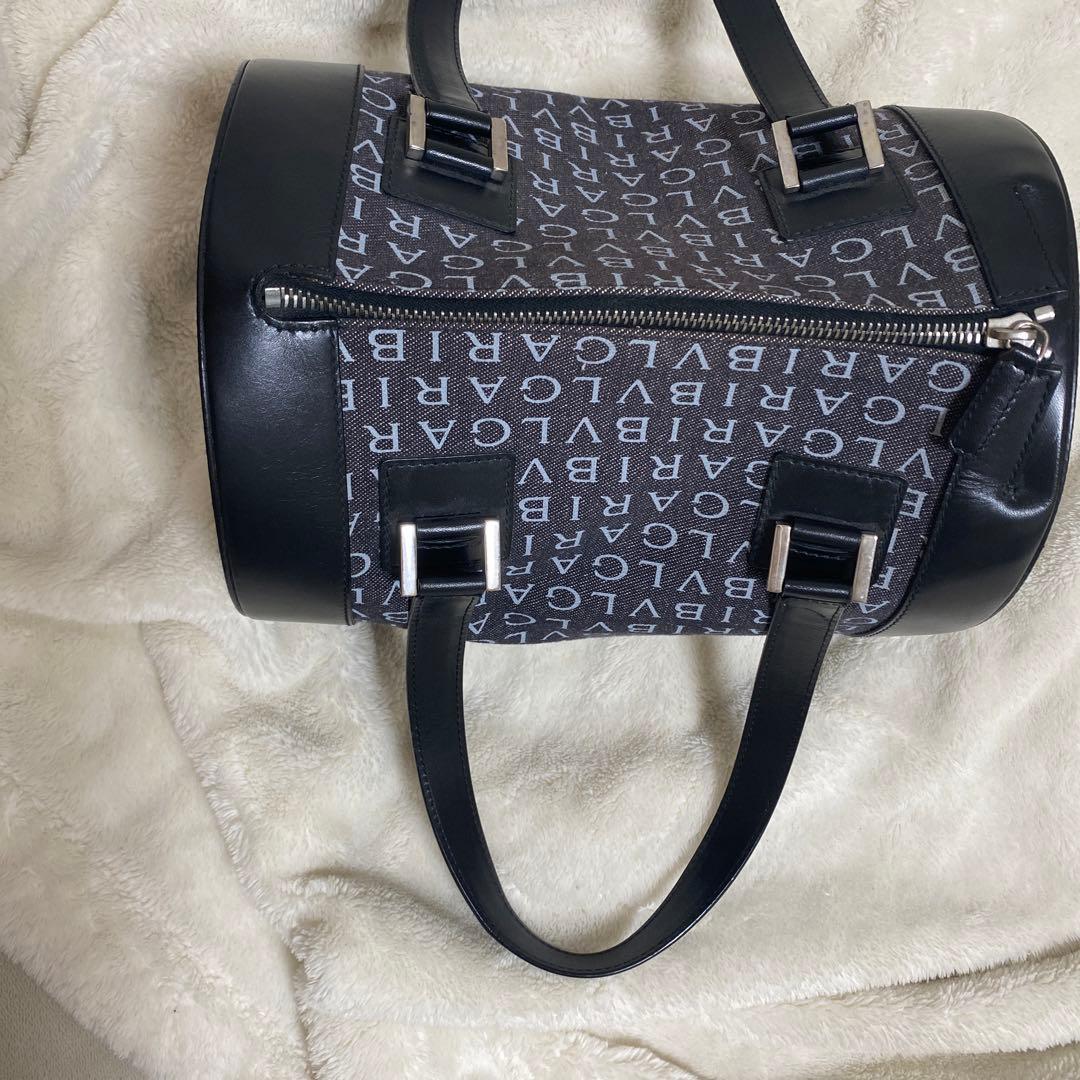 BVLGARI ドラムバッグ ブラック ロゴプリント