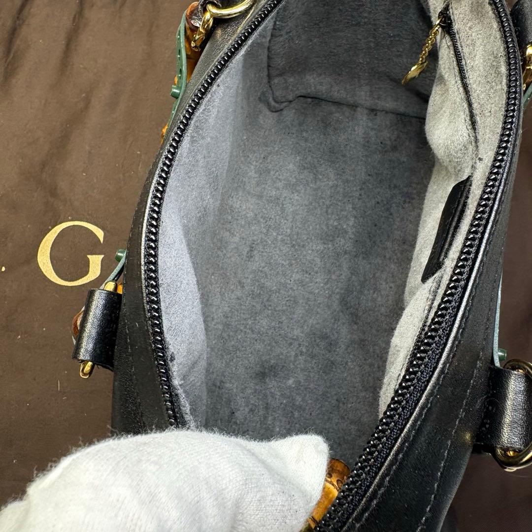 極美品　GUCCI グッチバンブーレザーミニボストン　2way ショルダーバッグ