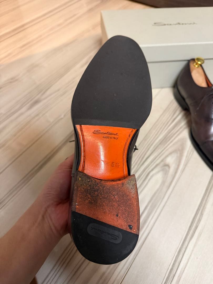 サントーニ　ストレートチップ　ダークブラウン