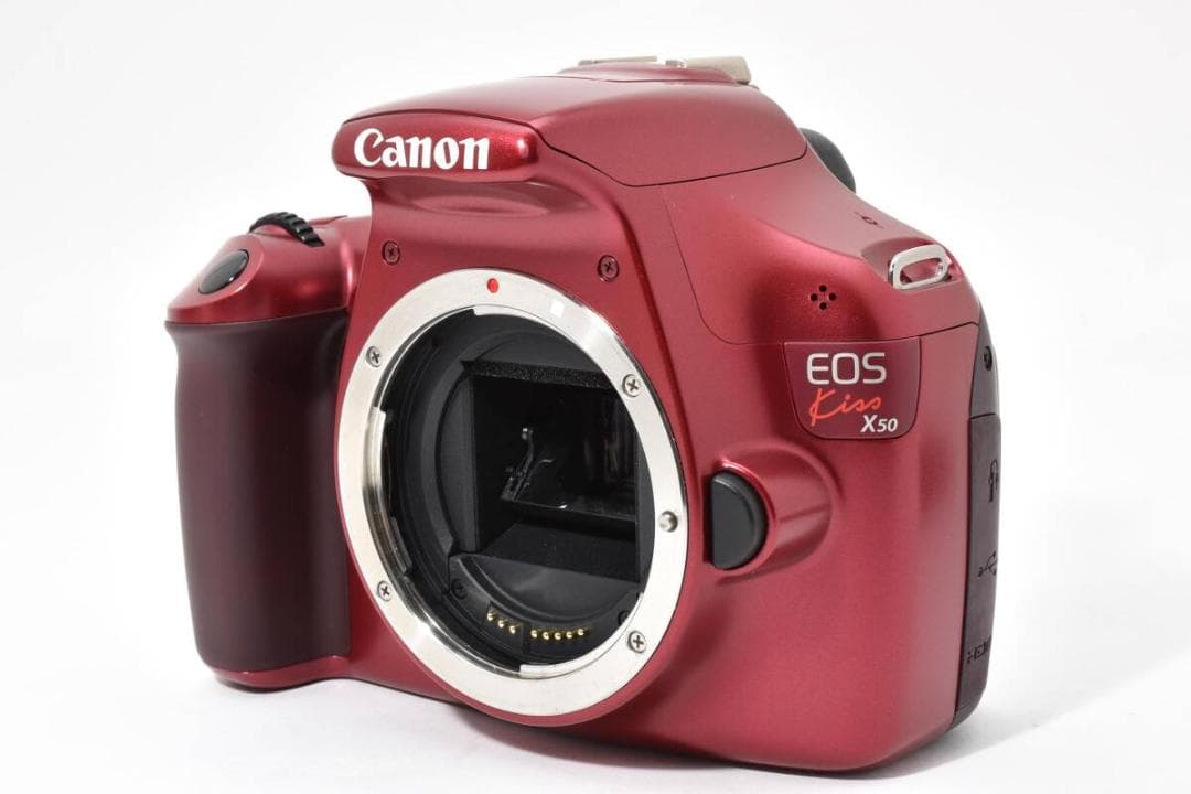 【外観美品】Canon EOS KISS X50 ボディ レッド 動作品