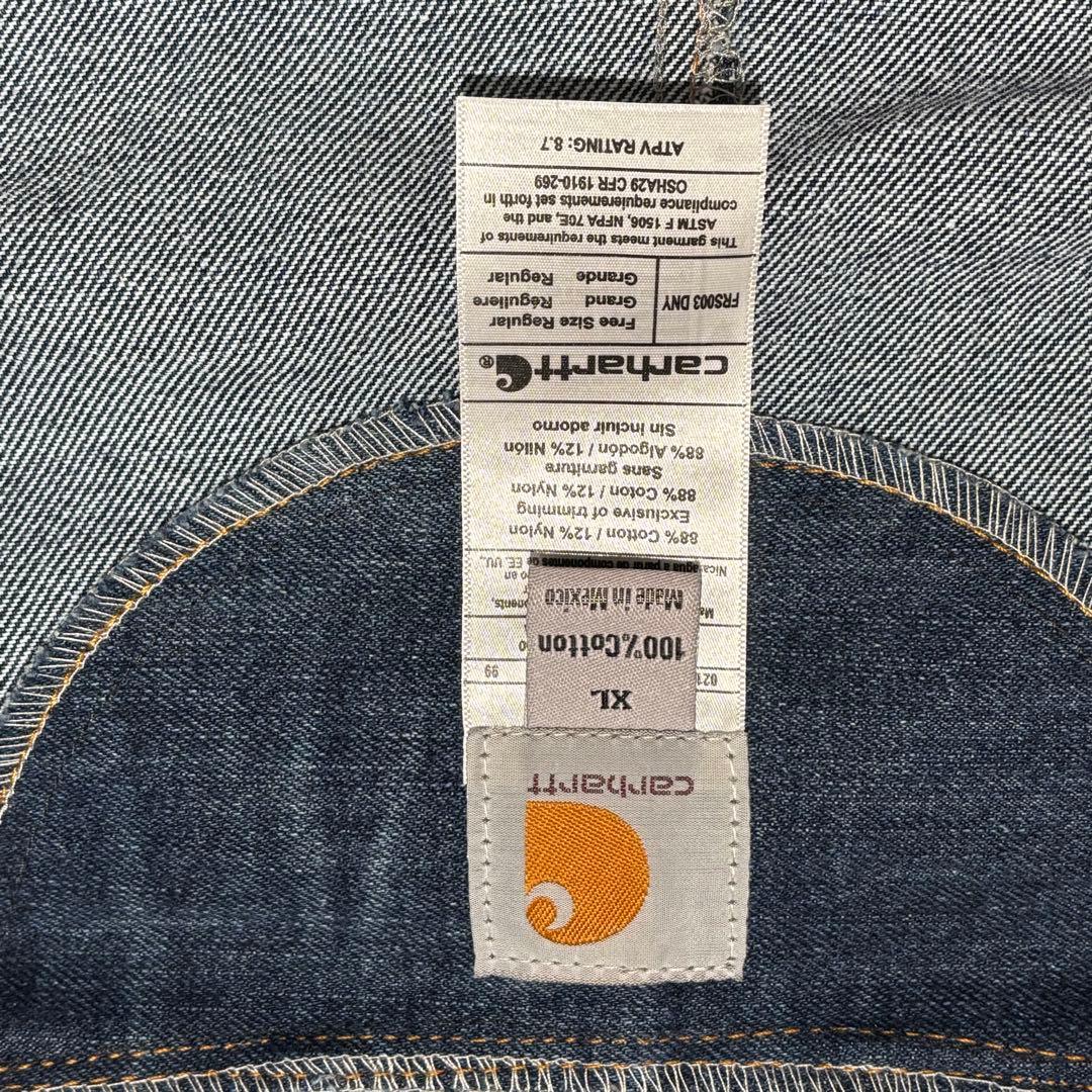 未使用級 Carhartt アクティブジャケット デニム フーディリメイク XL