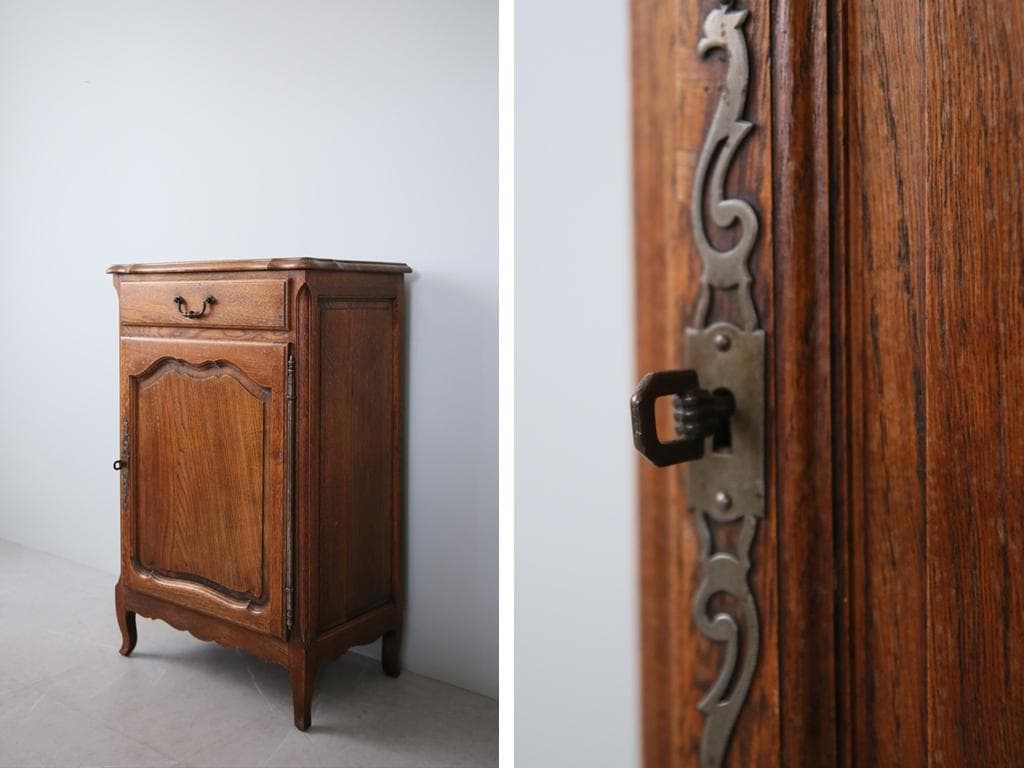フランスアンティーク猫脚カップボード/木製サイドボード/キャビネット(90-7)