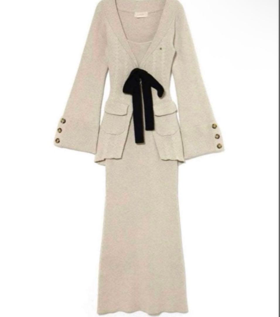 [正規品］andmary Rola ribbon set dress beige