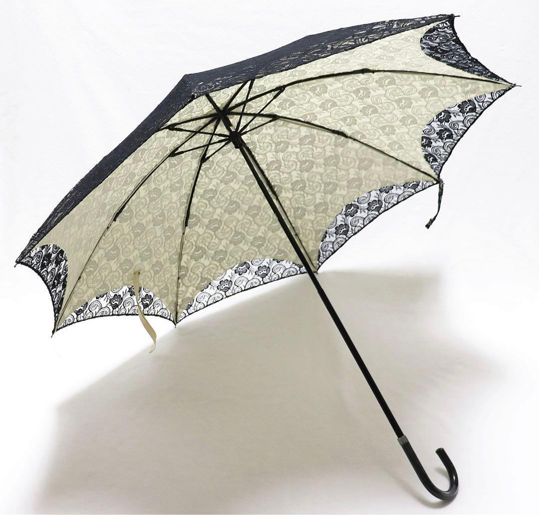 新品 UVケア加工 上品 豪華2重レース 晴雨兼用折りたたみ傘 日傘 雨傘