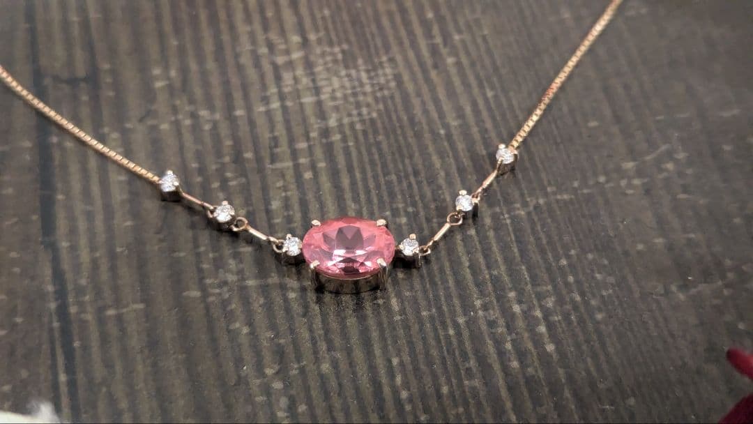 天然ロードクロサイト　 (インカローズ) オーバルミックス カット ネックレス