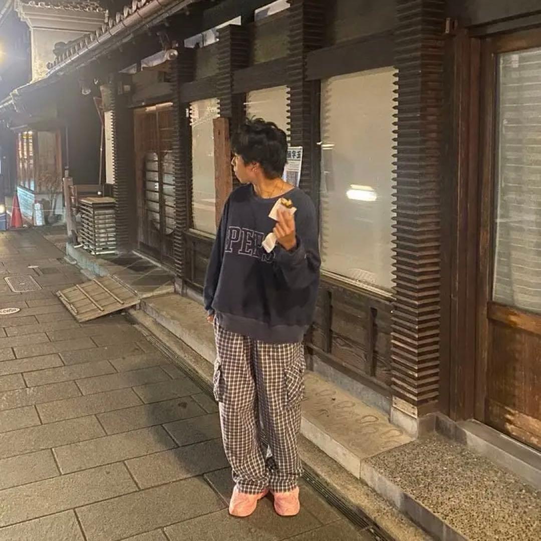 90s check cargo pants 極太チェックカーゴパンツ　古着