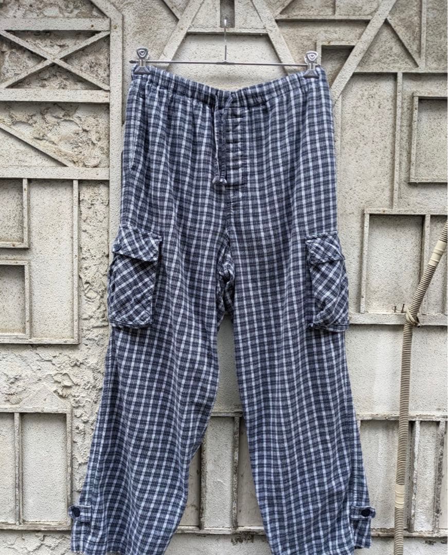 90s check cargo pants 極太チェックカーゴパンツ　古着