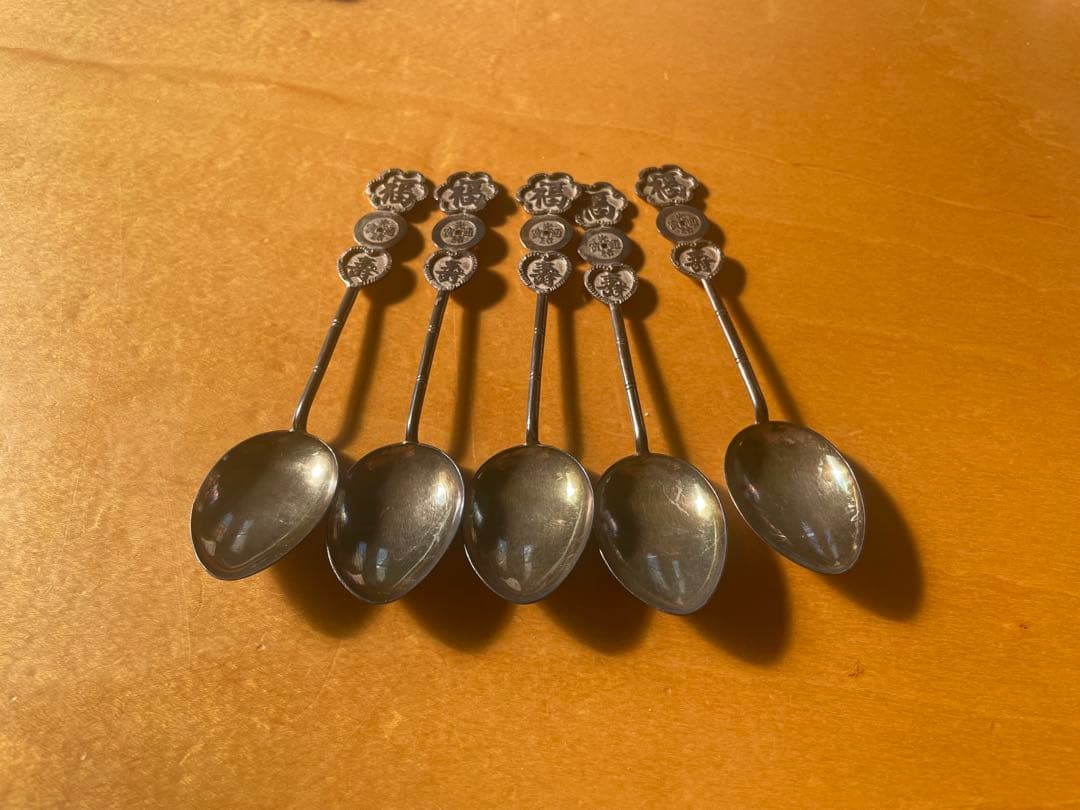 香港製　銀製スプーン5本セット　カトラリー　シルバー