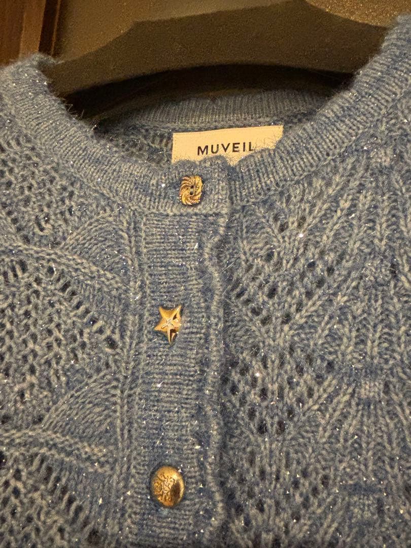 楽一番さま専用　MUVEIL ラメパッチワークカーディガン　未使用