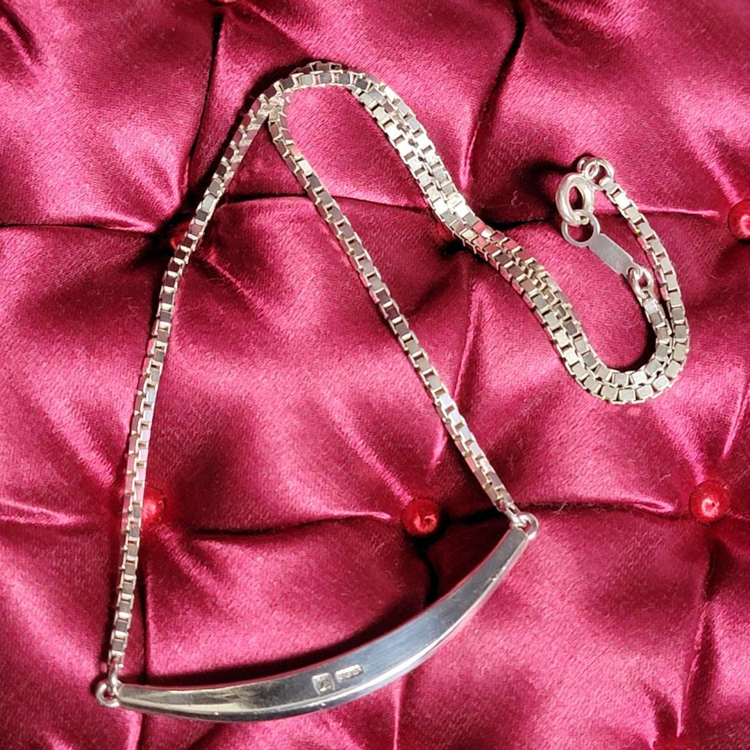 ビンテージ 滑らかな弧を描くフロントバーのシルバーネックレス シルバー925