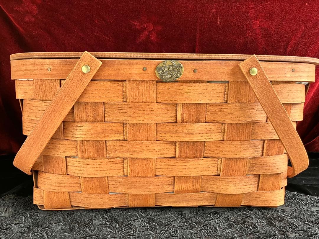 PETERBORO社 ピーターボロ ピクニックバスケット蓋付き ギンガムチェック