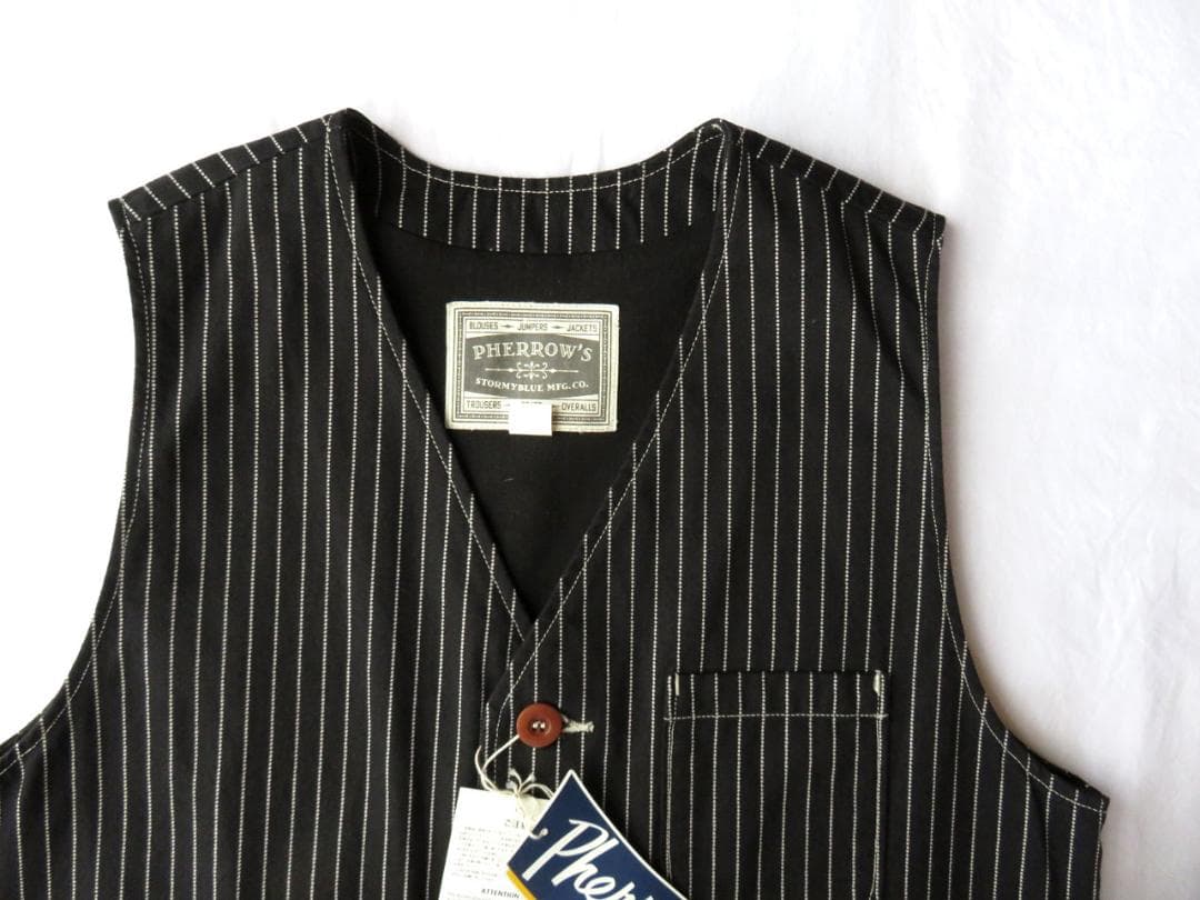 フェローズ PV1-W ブラックウォバッシュ 42 ワークベスト 日本製