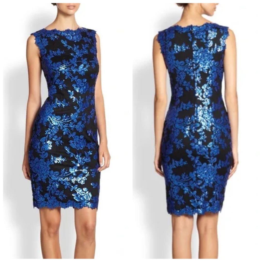 【大きいサイズ】タダシショージ スパンコール 総レース カクテルドレス 40