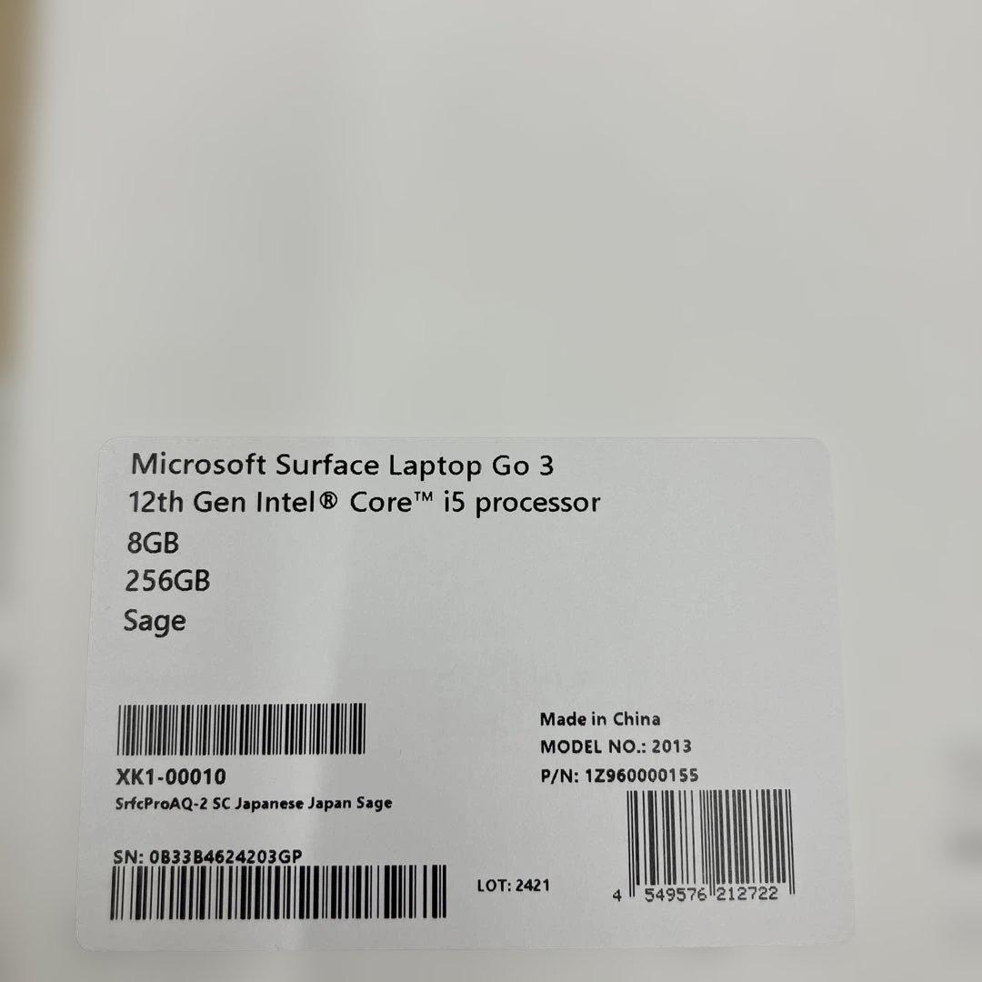 マイクロソフト Surface Laptop Go3 セージ XK1-00010