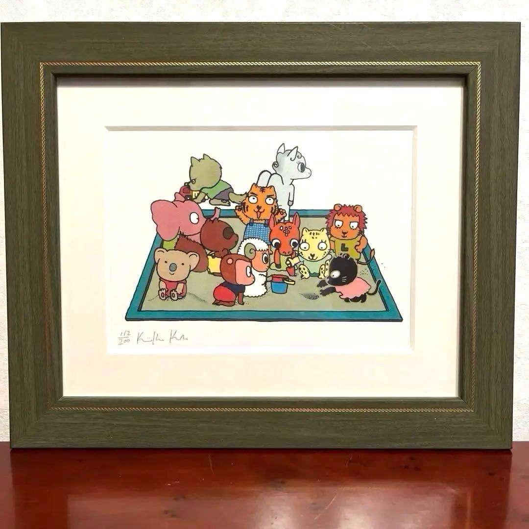 玖保キリコ リトグラフ(箱付) 当時の「玖保キリコお仕事展」チケット付