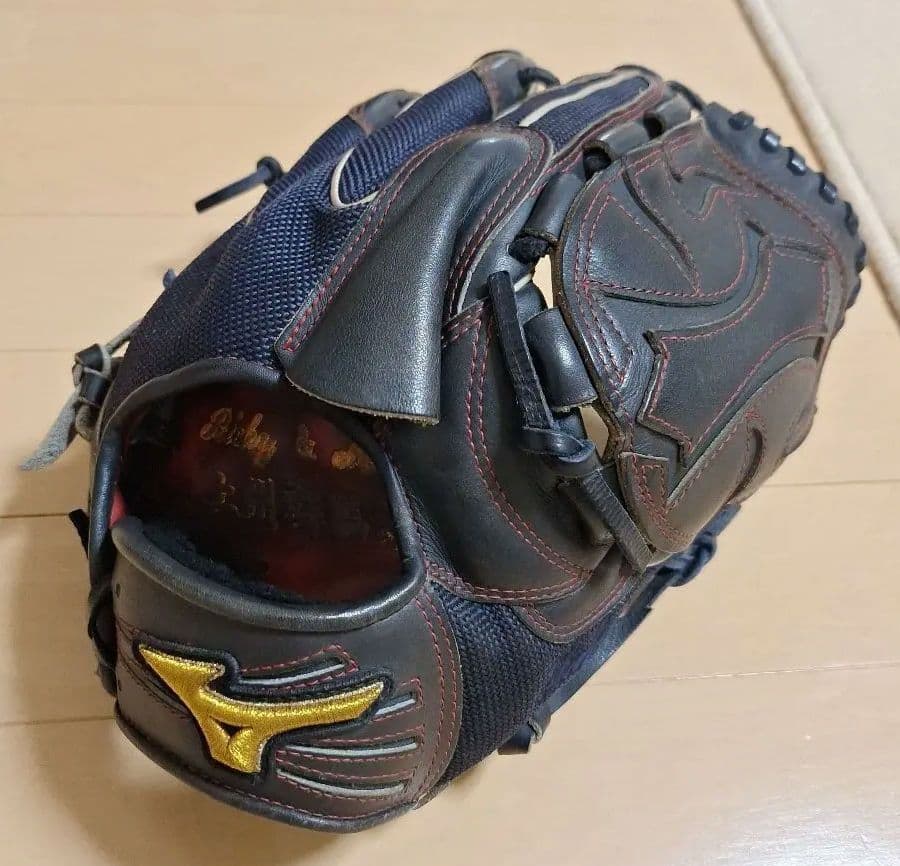 ミズノプロ 軟式グローブ　 ネイビー　刺繍あり