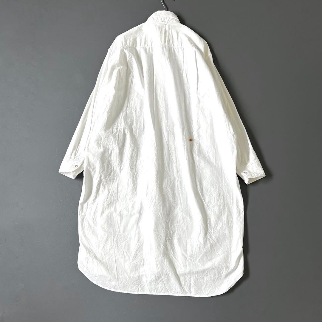 3322【美品】45R シャツワンピース ホワイト全員集合の908スモックドレス