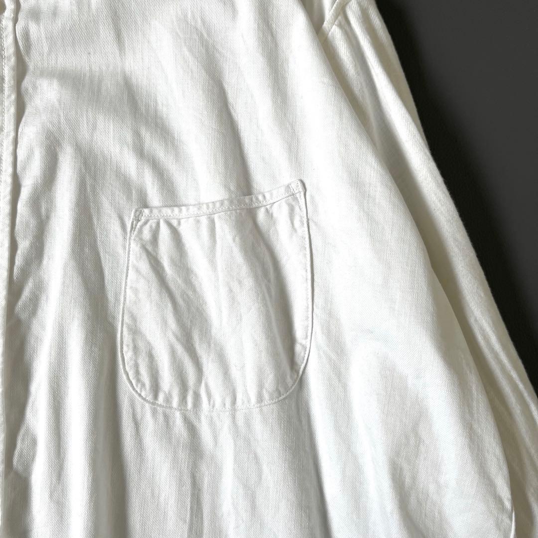 3322【美品】45R シャツワンピース ホワイト全員集合の908スモックドレス