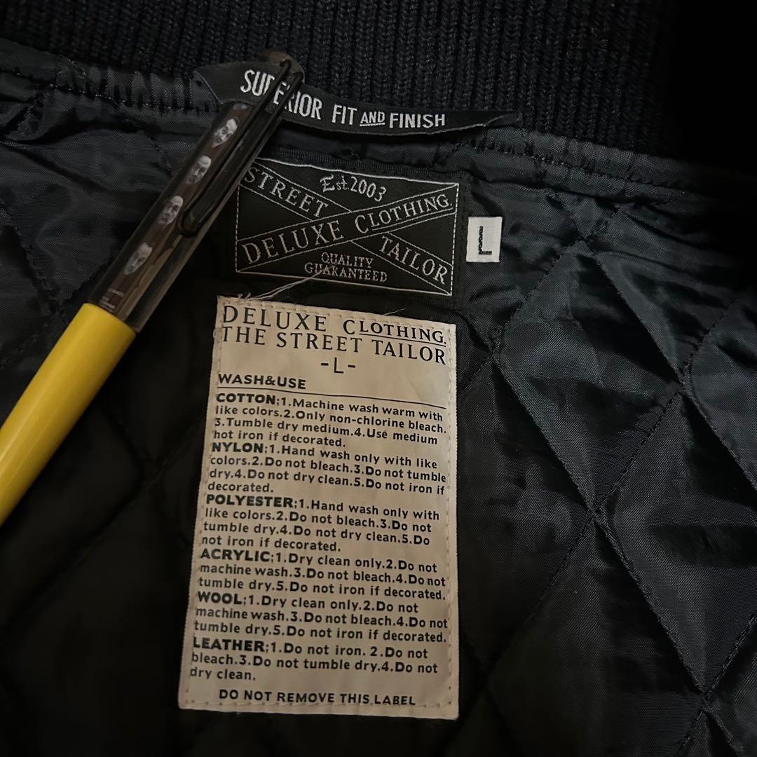 専用 良品 DELUXE CLOTHING 袖レザー スタジャン L