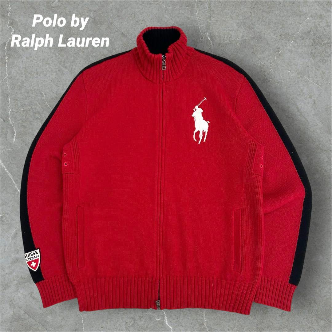 【トレンド】ラルフローレン　ニット　スイス　ビッグポニー　刺繍 90s L