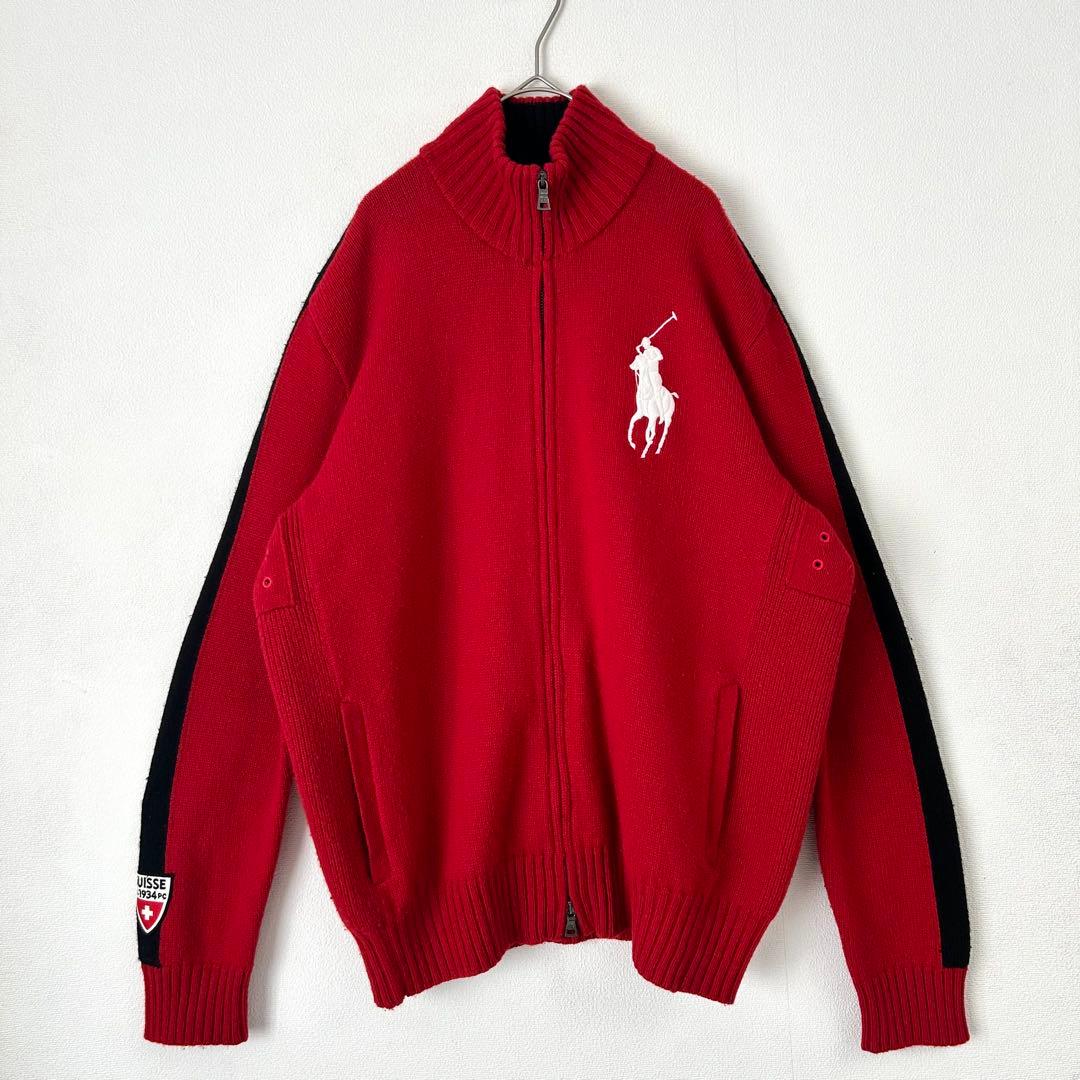 【トレンド】ラルフローレン　ニット　スイス　ビッグポニー　刺繍 90s L