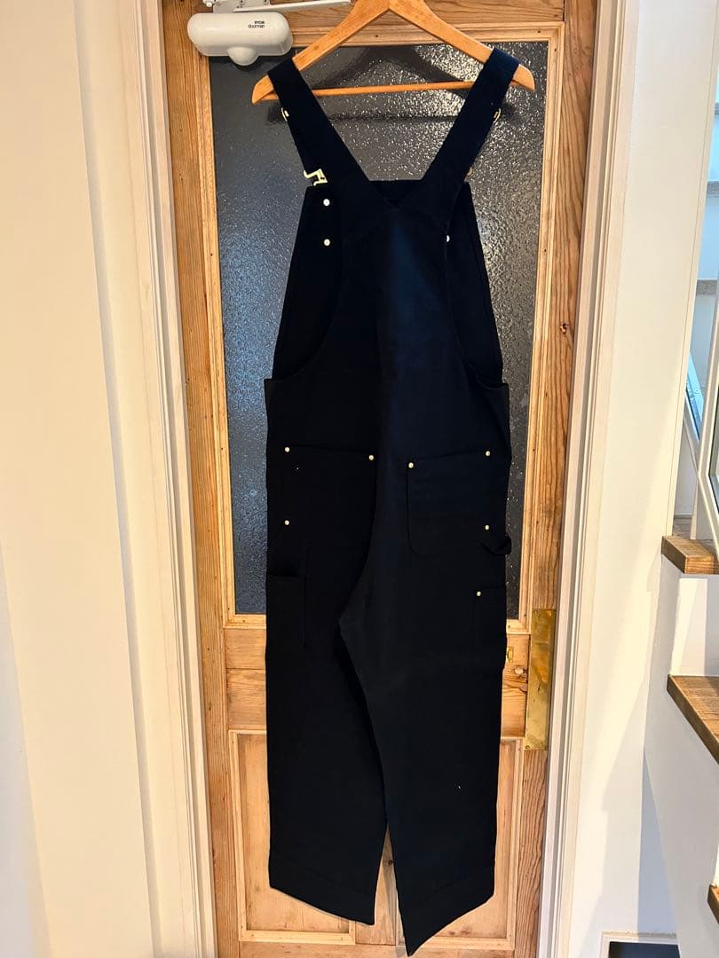 ア*ア様 美品訳ありカーハート　ブラック　ダック地オーバーオール W36×L30