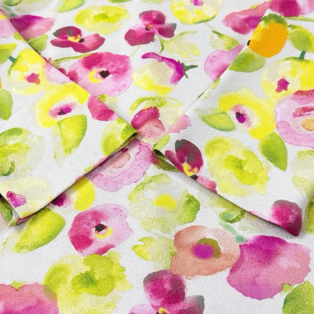 シビラ ミディ丈ワンピース フレア ボタニカル柄 ピンク マルチカラー