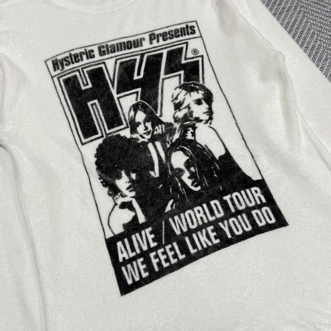 美品 ヒステリックグラマー KISS パイル地 ロンT ホワイト XS