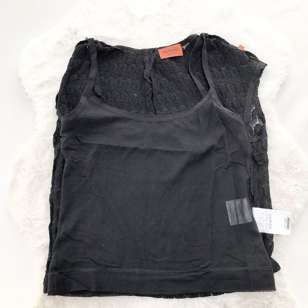 MISSONI*ミッソーニ　編込みアンサンブル　カーディガン×カットソー　黒