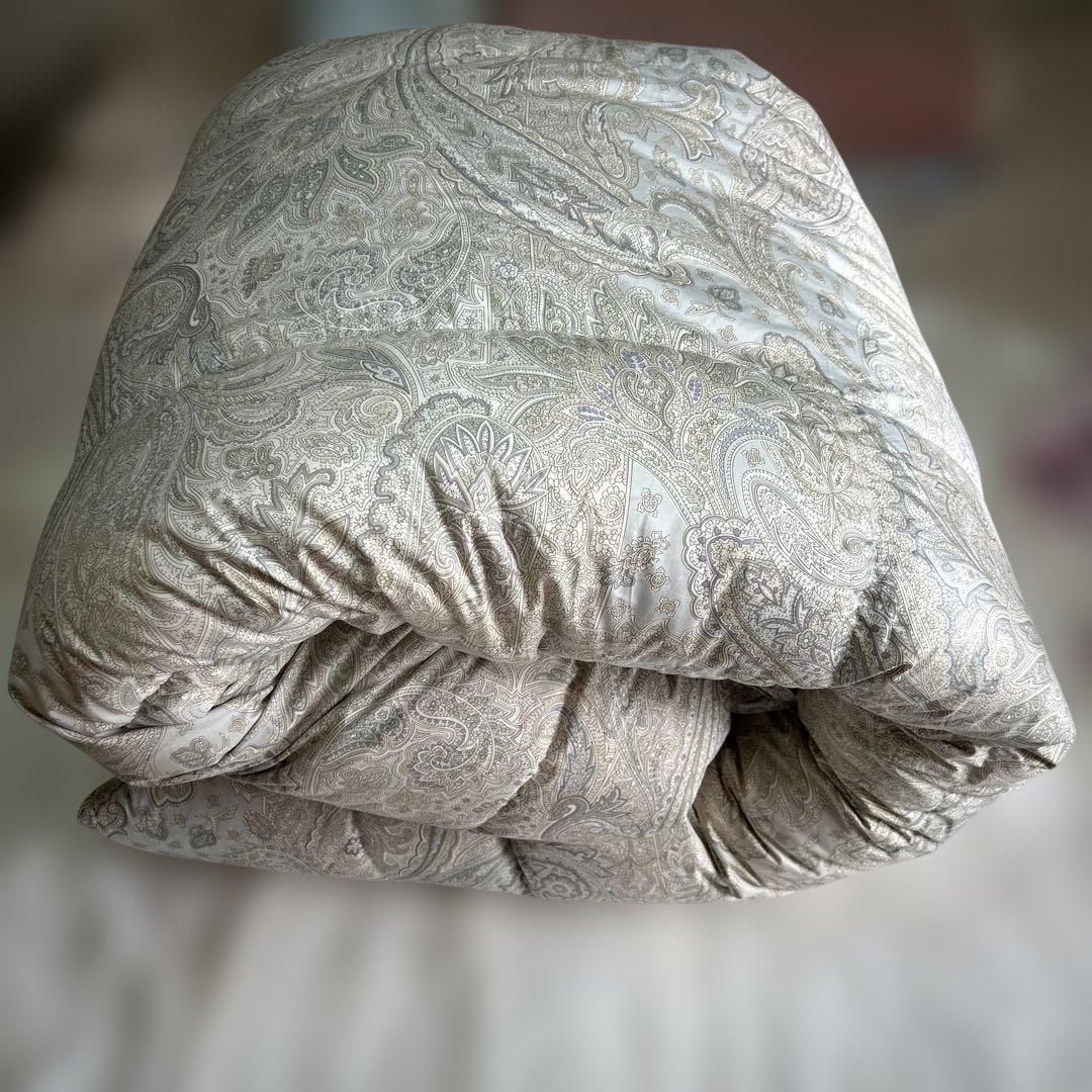 ペイズリー柄 高級羽毛掛け布団 150x210cm カバー付き