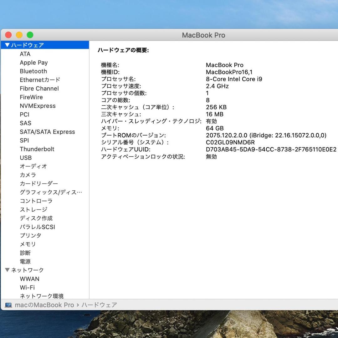 【最終価格】64GBメモリ/Core i9搭載 16インチMacBook Pro