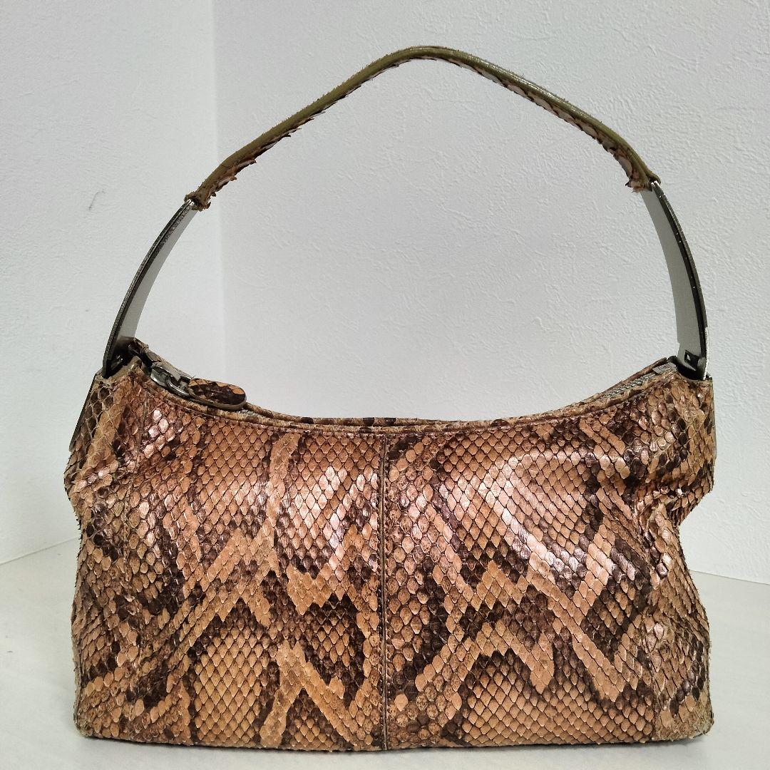 TOD'S パイソン ワンショルダーバッグ レザー ピンクベージュ