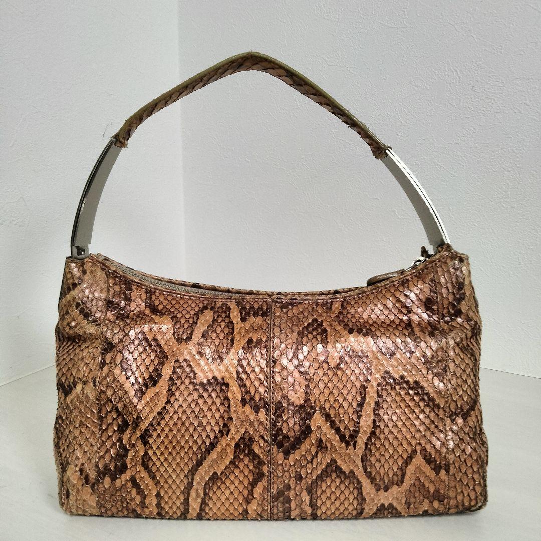 TOD'S パイソン ワンショルダーバッグ レザー ピンクベージュ