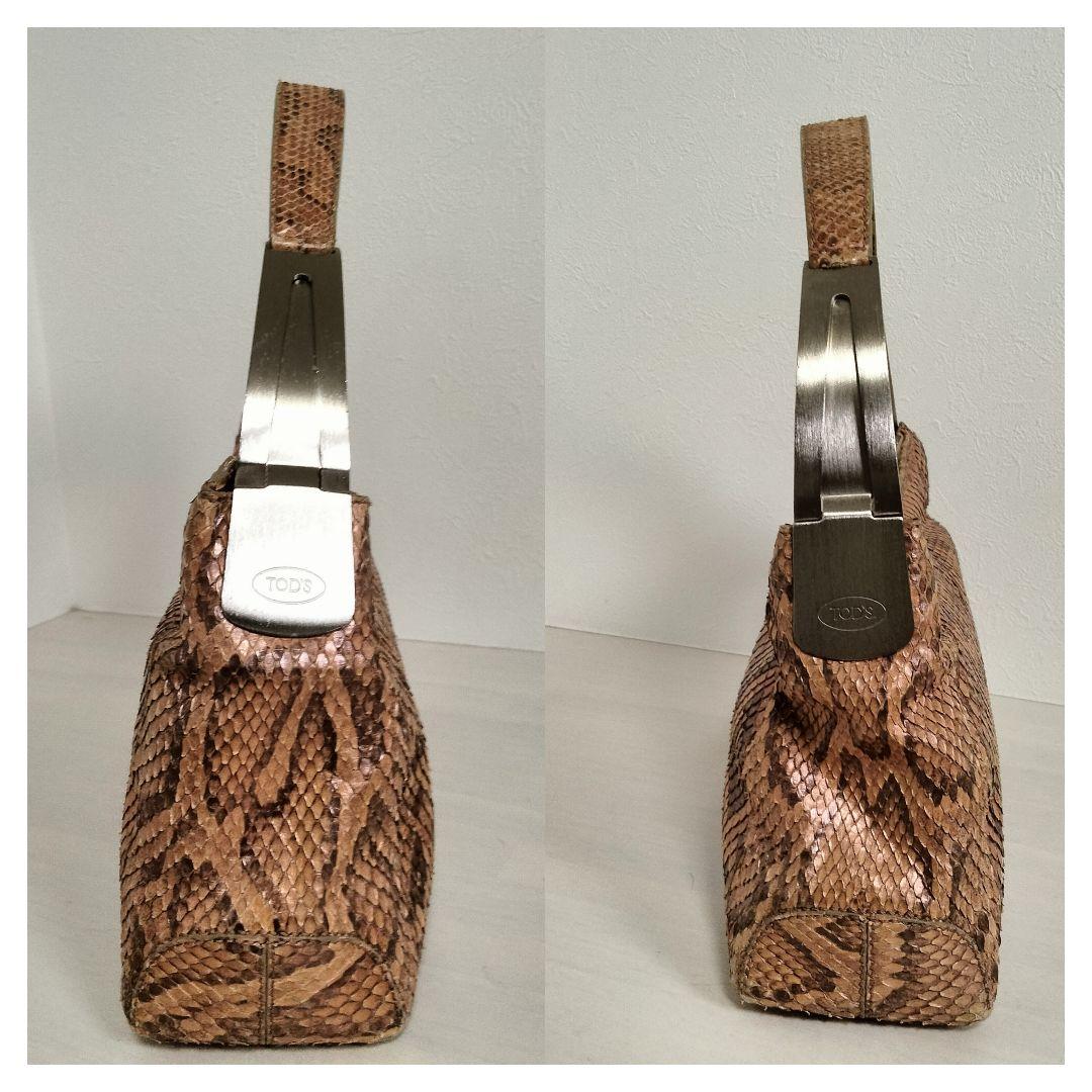 TOD'S パイソン ワンショルダーバッグ レザー ピンクベージュ