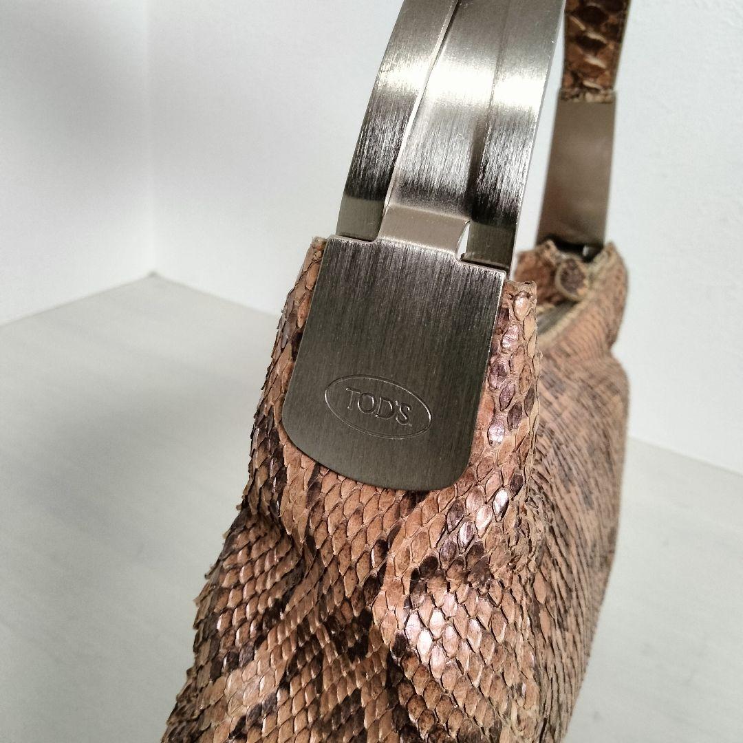 TOD'S パイソン ワンショルダーバッグ レザー ピンクベージュ